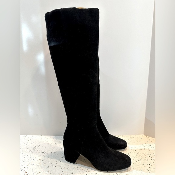 Splendid Black Suede‎ Leather Knee High Tall Boots - Picture 2 of 14